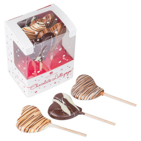 chocolate heart-shaped lollipops for Valentines