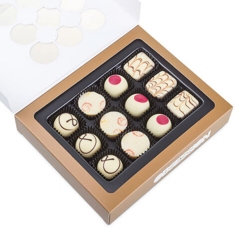 white obsession, white chocolate pralines